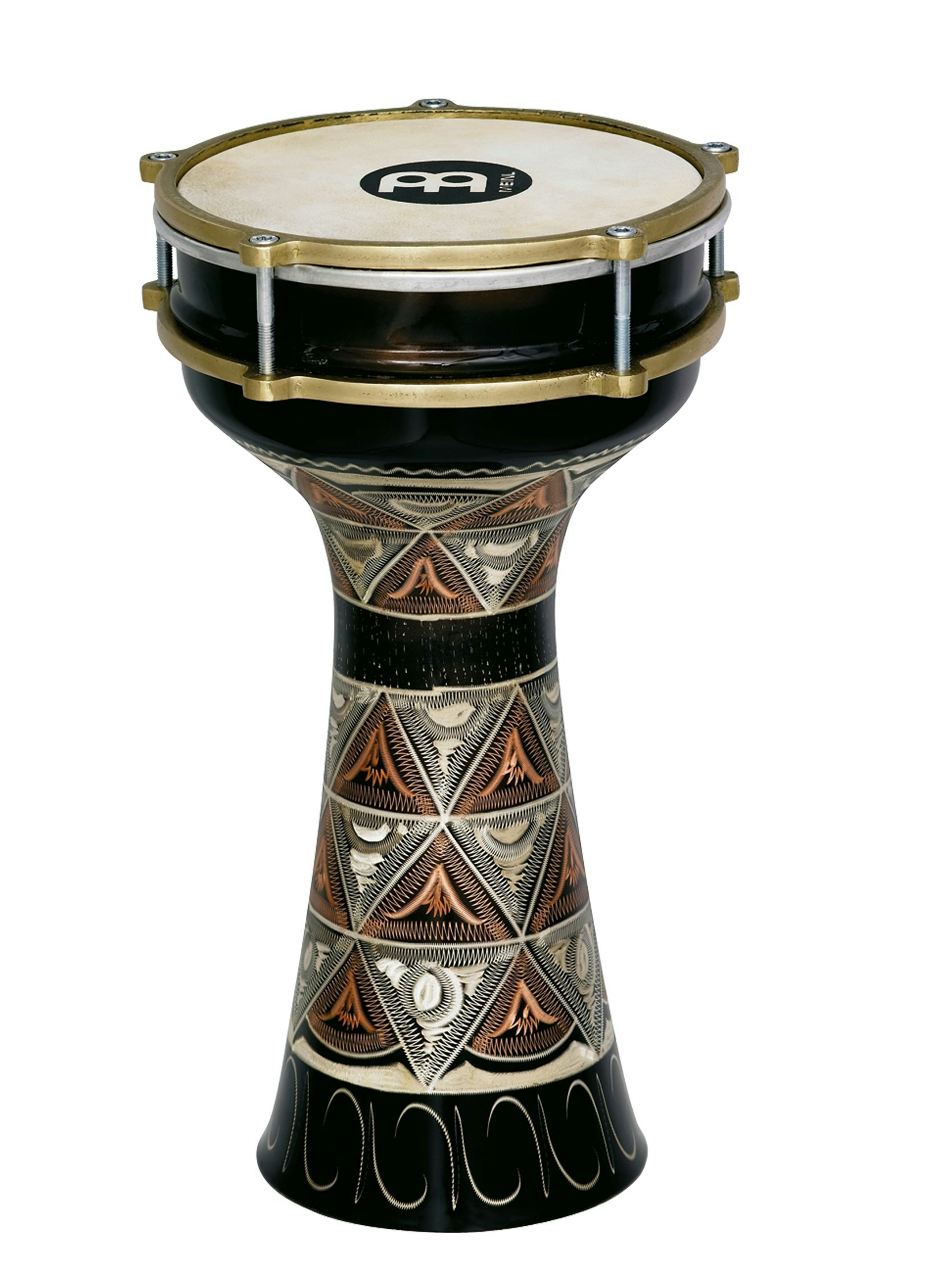 Engraved Copper Darbuka with natural hide skin