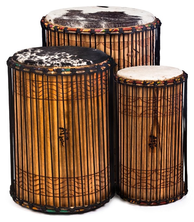 Afroton African Bass Drums (dunduns) with handcrafted wood shell