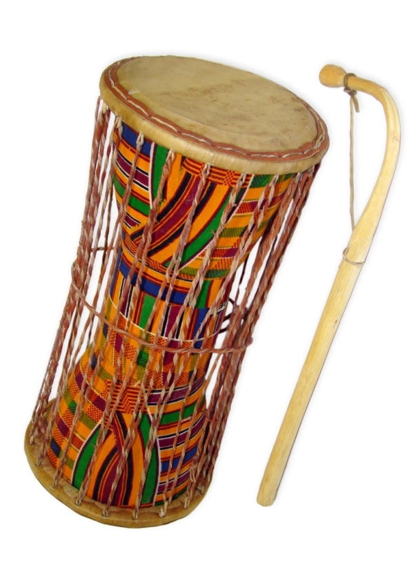 Ghanaian Talking Drum or Dondo, Kento cloth finish